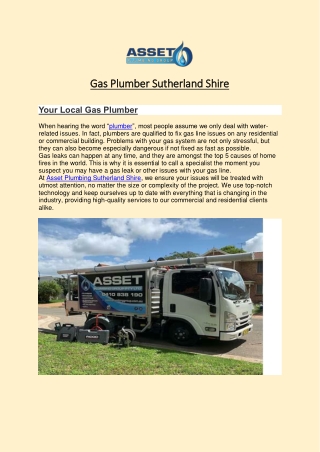 Gas Plumber Sutherland Shire