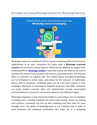 An Insight Into Using Whatsapp Chatbots For Marketing Functions