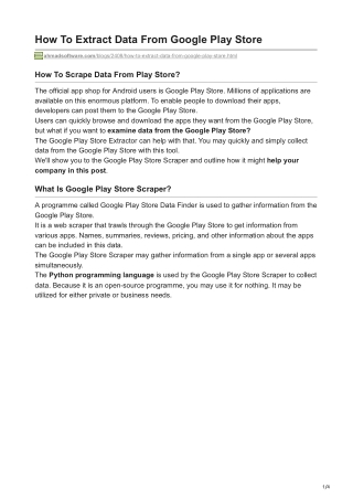 How To Extract Data From Google Play Store