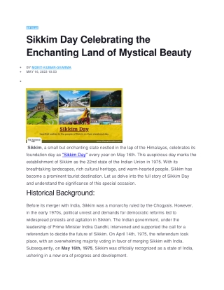 Sikkim Day Celebrating the Enchanting Land of Mystical Beauty