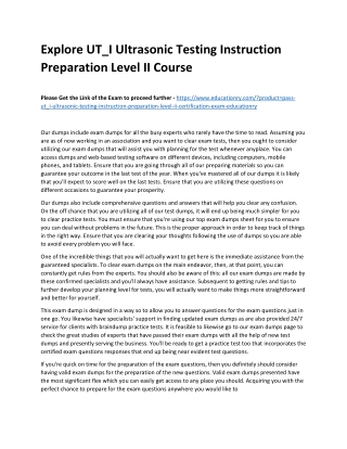 UT_I Ultrasonic Testing Instruction Preparation Level II