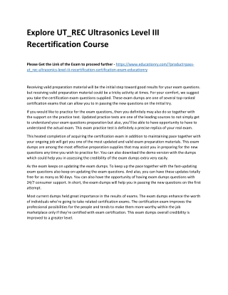 UT_REC Ultrasonics Level III Recertification