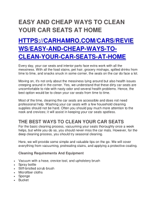 EASY AND CHEAP WAYS TO CLEAN YOUR CAR SEATS AT HOME