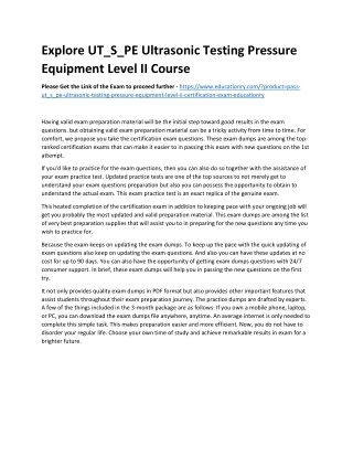 UT_S_PE Ultrasonic Testing Pressure Equipment Level II