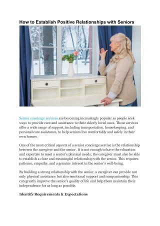 How to Establish Positive Relationships with Seniors