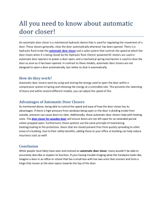 All you need to know about automatic door closer