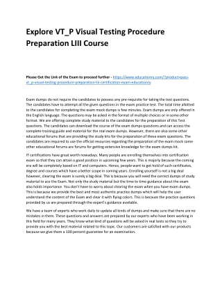 VT_P Visual Testing Procedure Preparation LIII