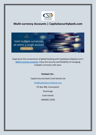 Multi-currency Accounts | Capitalsecuritybank.com