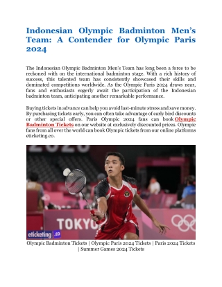 Indonesian Olympic Badminton Men's Team A Contender for Olympic Paris 2024