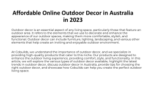 Affordable Online Outdoor Decor in Australia in 2023