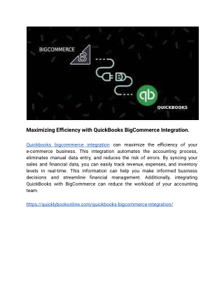 Maximizing Efficiency with QuickBooks BigCommerce Integration