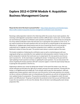 2012-4 CDFM Module 4: Acquisition Business Management