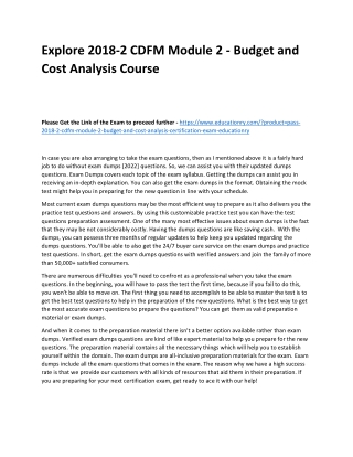 2018-2 CDFM Module 2 - Budget and Cost Analysis