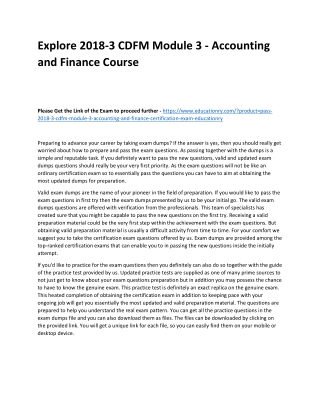 2018-3 CDFM Module 3 - Accounting and Finance