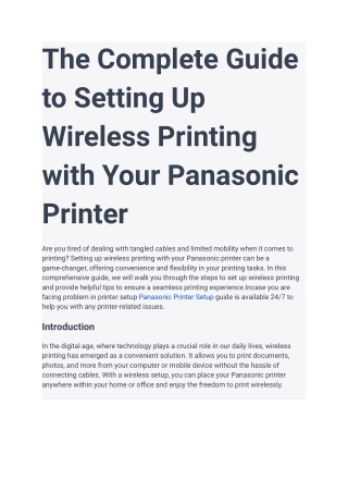 The Complete Guide to Setting Up Wireless Printing with Your Panasonic Printer (1)
