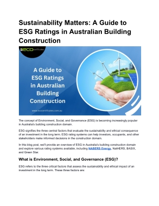 Sustainability Matters_ A Guide to ESG Ratings in Australian Building Construction