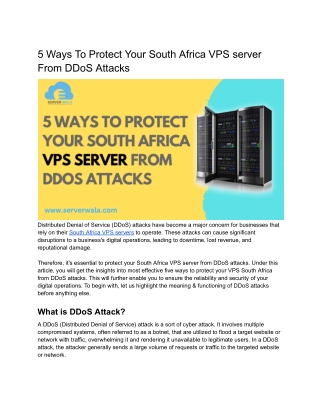 5 Ways to Protect your South Africa VPS server from DDoS Attacks