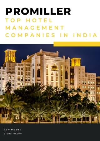 ProMiller- Top Hotel Management Companies in India