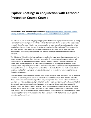 Coatings in Conjunction with Cathodic Protection Course