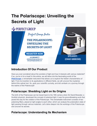 Polariscope | Perfectgroupindia