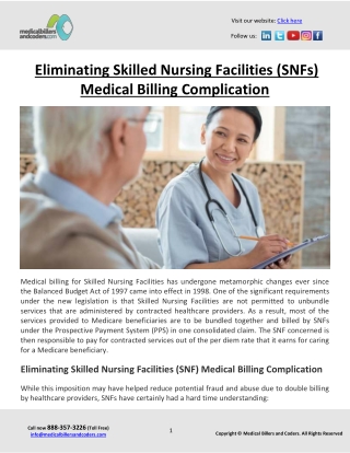 Eliminating Skilled Nursing Facilities Medical Billing Complication