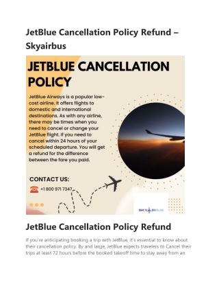 JetBlue Cancellation Policy Refund