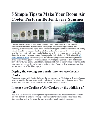 5 Simple Tips to Make Your Room Air Cooler Perform Better Every Summer