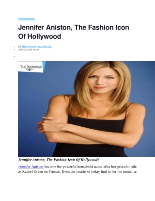 Jennifer Aniston, The Fashion Icon Of Hollywood