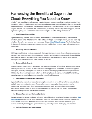 Harnessing the Benefits of Sage in the Cloud- Everything You Need to Know