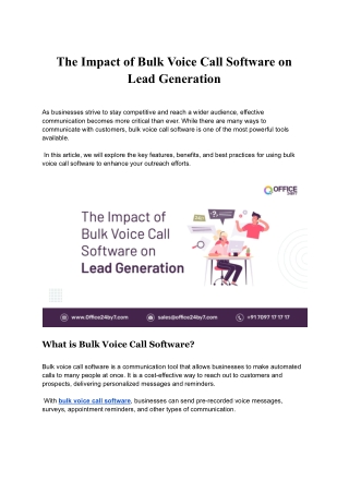 The Impact of Bulk Voice Call Software on Lead Generation