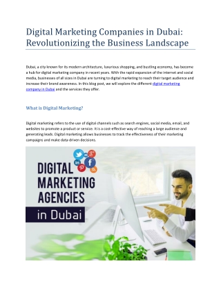 Digital Marketing Companies in Dubai Revolutionizing the Business Landscape