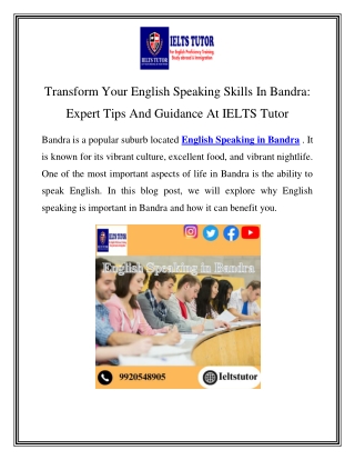 English Speaking in Bandra Call-9920548905