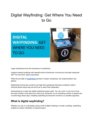 Digital Wayfinding: Get Where You Need to Go