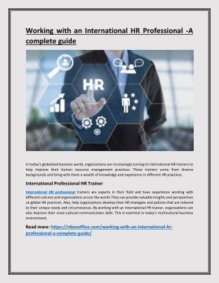 Working with an International HR Professional -A complete guide