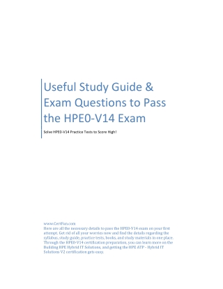 Useful Study Guide & Exam Questions to Pass the HPE0-V14 Exam