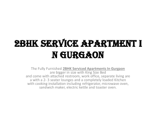 2bhk Service Apartment in Gurgaon,