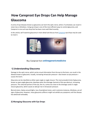 Careprost Eye Drops 3ml Online | OnlineGenericMedicine