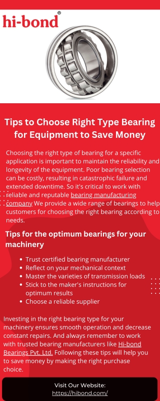 Tips to Choose Right Type Bearing For Equipment to Save Money