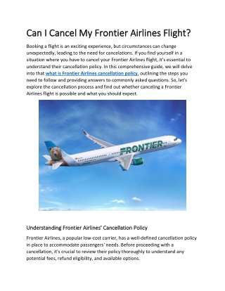 Can I Cancel My Frontier Airlines Flight