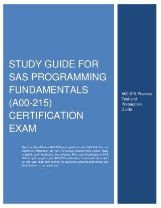 Study Guide for SAS Programming Fundamentals (A00-215) Certification Exam