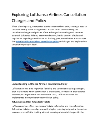 Exploring Lufthansa Airlines Cancellation Charges and Policy