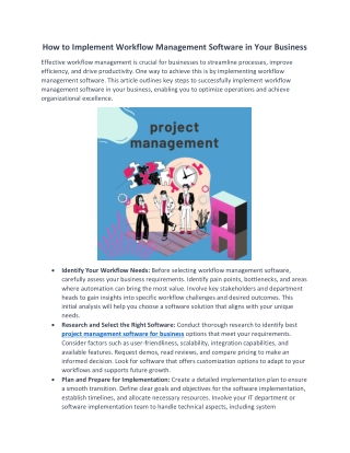 How to Implement Workflow Management Software in Your Business