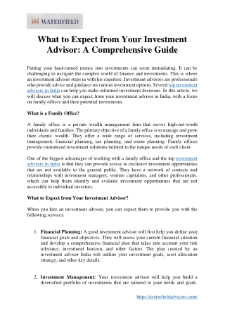 What to Expect from Your Investment Advisor A Comprehensive Guide