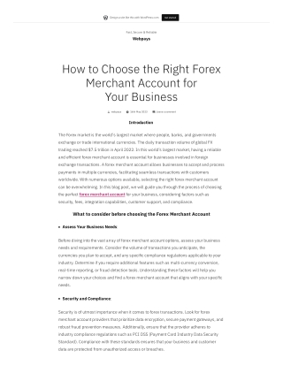 How to Choose the Right Forex Merchant Account for Your Business