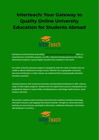 Your Gateway to Quality Online University Education for Students Abroad