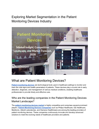 Patient Monitoring Devices Market