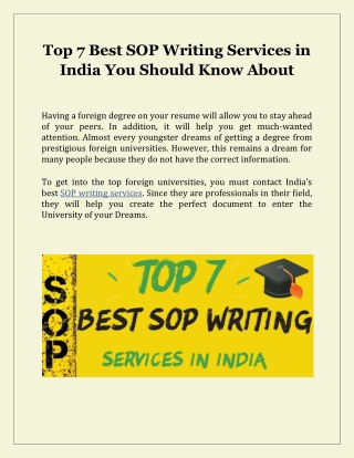 Top 7 Best SOP Writing Services in India You Should Know About