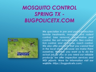 Mosquito Control Spring TX - bugpolicetx.com