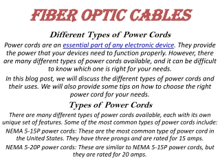 fiber optic cables