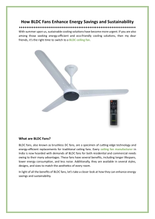 How BLDC Fans Enhance Energy Savings and Sustainability